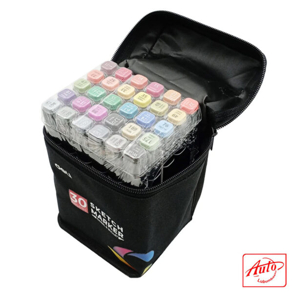 Deli Sketch Marker Set – 30 Colors, Dual Tip, Alcohol-Based, Non-Toxic, Zipper Case – Image 3