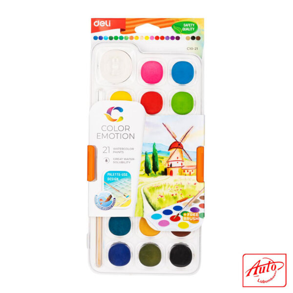 Deli C10-21 Watercolor Painting Set – Assorted Colors, Slim Format – Image 2