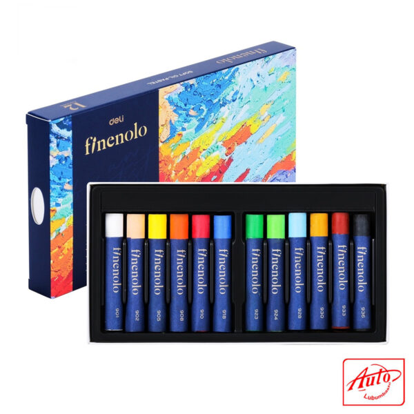 Deli Finenolo Heavy Color Oil Crayons – EC212-12 / EC212-24, Assorted Colors, Boxed Set – Image 2