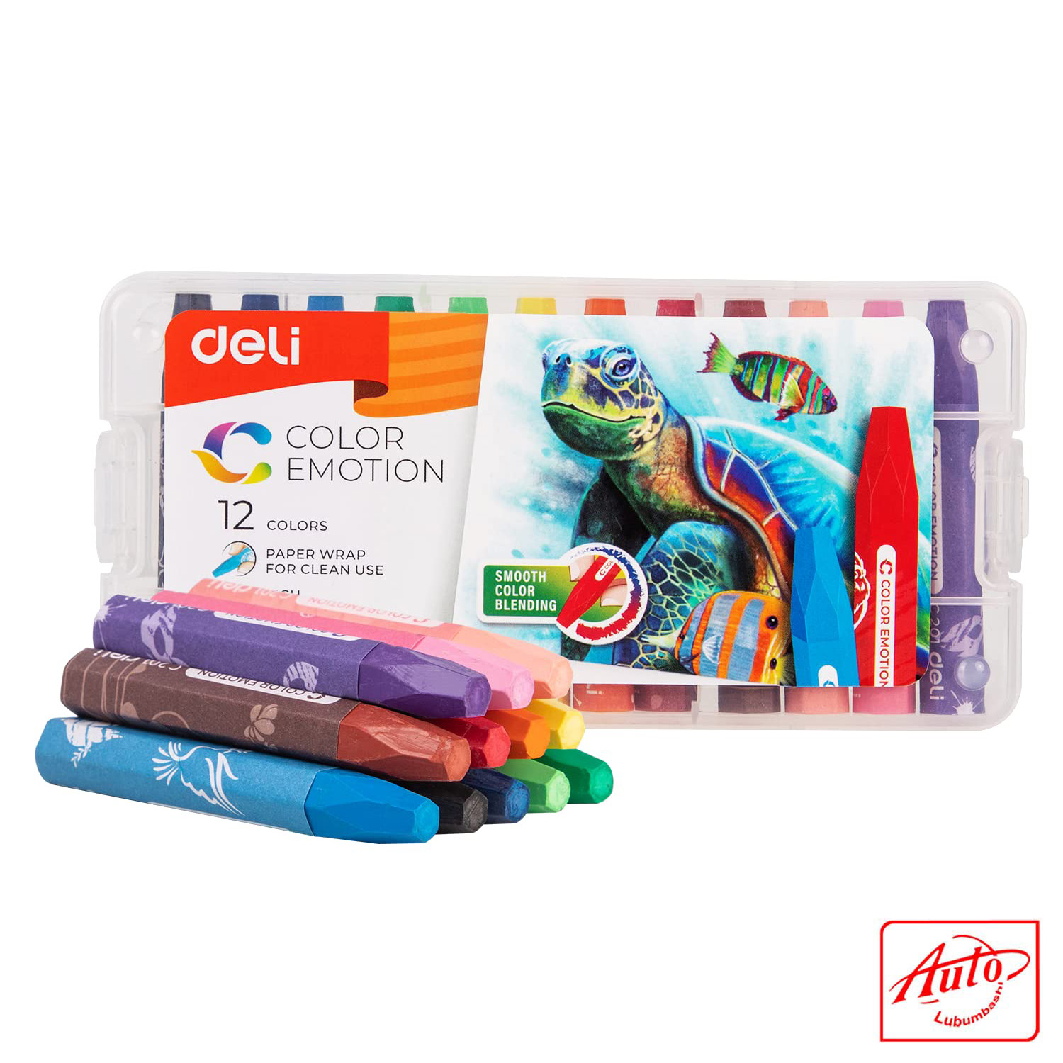 Deli EC20104 Crayons – 12 Multicolor Crayons, Bold Tip, Polypropylene Barrel, Snap Closure – Image 3