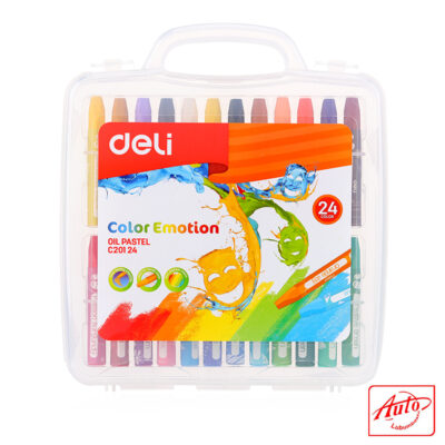 Deli EC20124 Color Emotion Oil Pastel – 24 Assorted Colors, Hexagonal Barrel, Smooth Blending