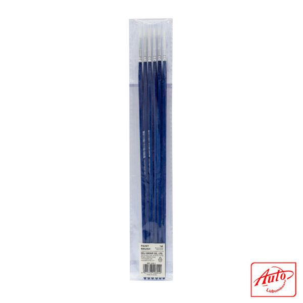 Deli Round Paint Brush Set – Hard Nylon Bristles, Size No.1, 6 pcs in OPP Bag – Image 3