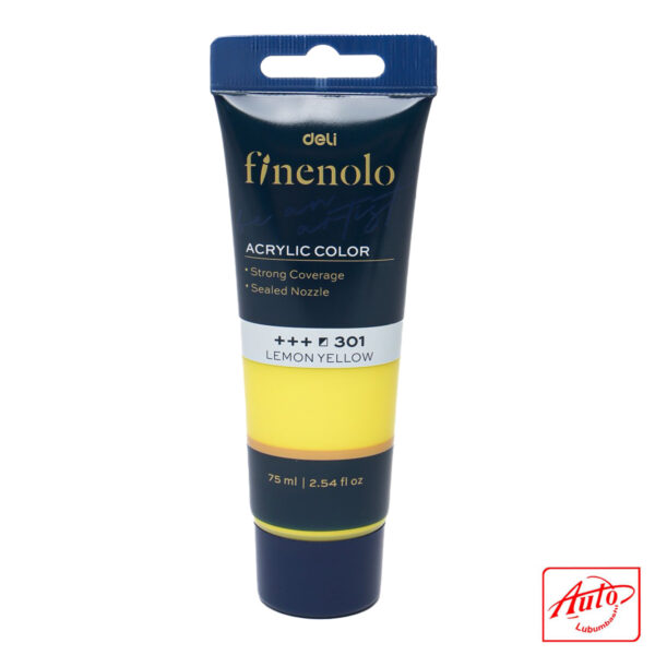 Deli Finenolo Acrylic Paint – Lemon Yellow (310), 75 ml, Artist Grade – Image 2
