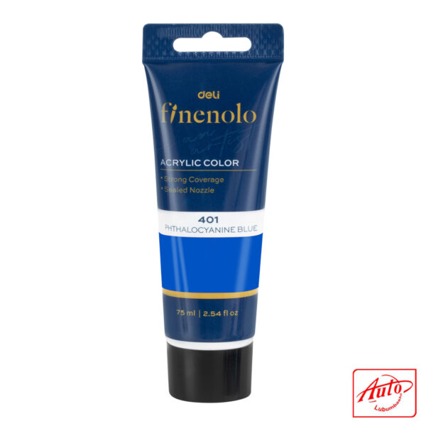 Deli Finenolo Acrylic Paint – Phthalocyanine Blue (401), 75 ml, Artist Grade - Image 2