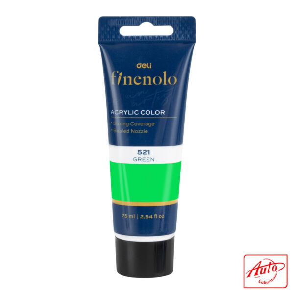 Deli Finenolo Acrylic Paint – Green, 75 ml, Strong Coverage, Sealed Nozzle – Image 2