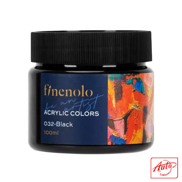 Deli Finenolo Acrylic Paint – Black, 100 ml, High Coverage & Rich Pigment - Image 2