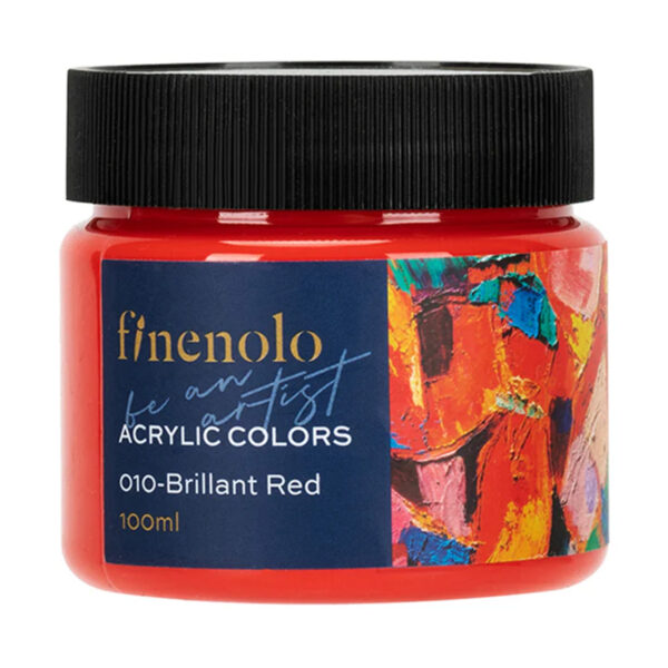 Deli Finenolo Acrylic Paint – Brilliant Red, 100 ml, High Saturation & Strong Coverage – Image 2