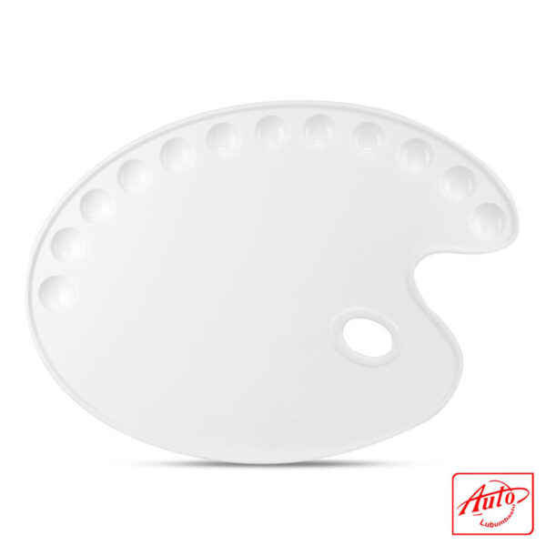 Deli 68300 Artist Paint Palette – Oval Plastic Tray, 12 Wells, 39.9 × 29 cm - Image 2