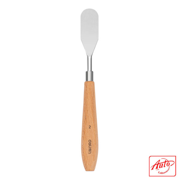 Deli 73902-2 Paint Knife – No.2 Flat Head, Stainless Steel Blade, Wooden Handle, 185×18mm - Image 2