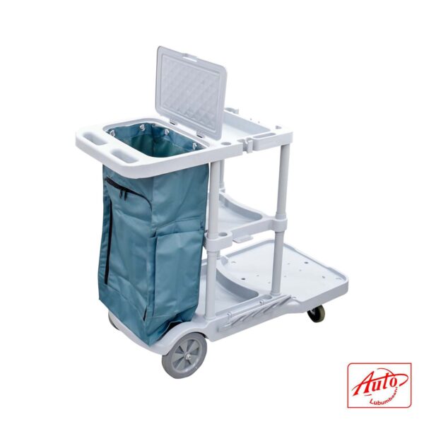 Multifunction Plastic Housekeeping Cleaning Trolley – 113.5×51×98cm, Solid Wheels, >200kg Load Capacity – Image 3