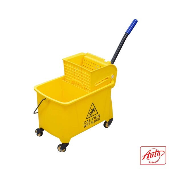 20L Rolling Janitorial Cleaning Mop Bucket with Down Press Wringer – Commercial Grade – Image 2