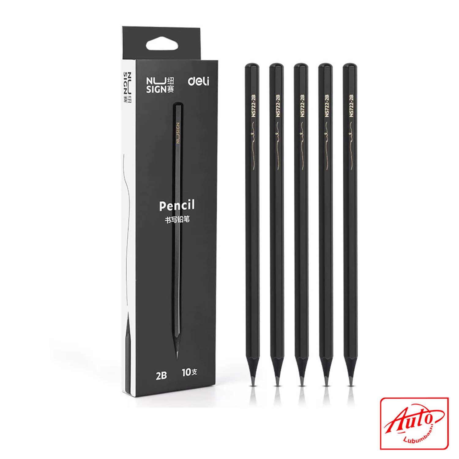 Deli Nusign Hexagonal Graphite Pencils – 2B, Black Wood Finish, 12 pcs, NS723 - Image 2