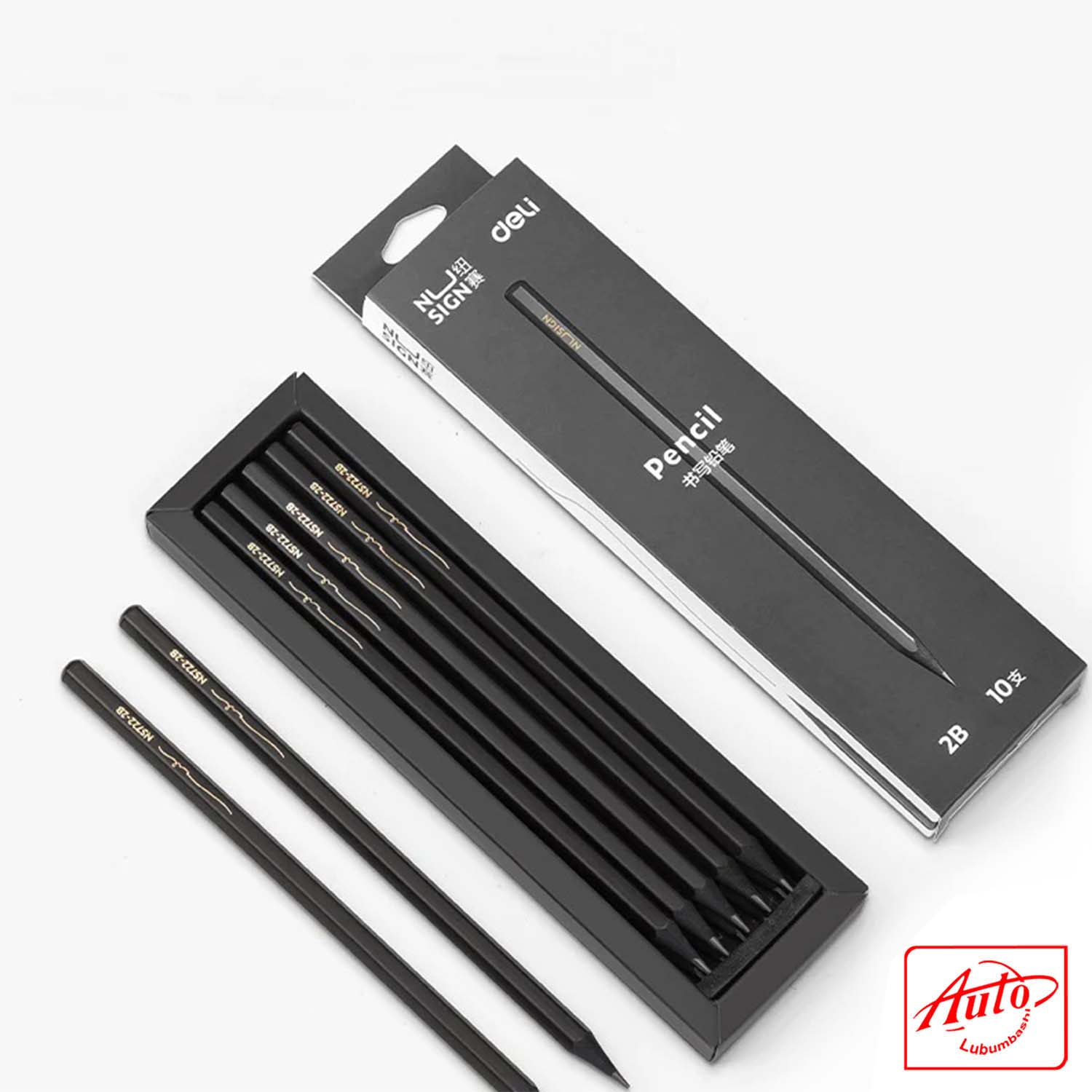 Deli Nusign Hexagonal Graphite Pencils – 2B, Black Wood Finish, 12 pcs, NS723 - Image 3