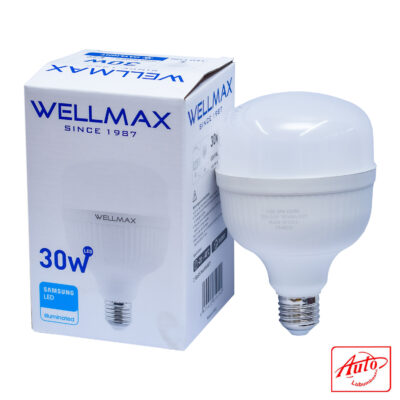 Wellmax LED Lamp – 30W, E27 Socket, Cold White Light (6500K), High Brightness