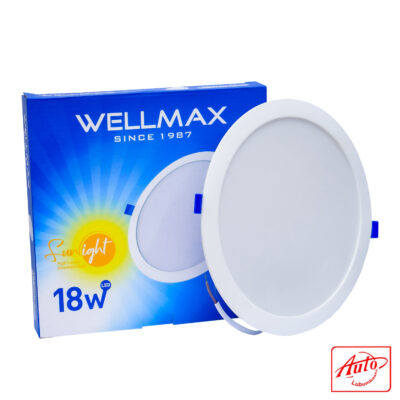 Wellmax 18W Round Recessed LED Panel – Cold White, 225mm, 1250 Lumens