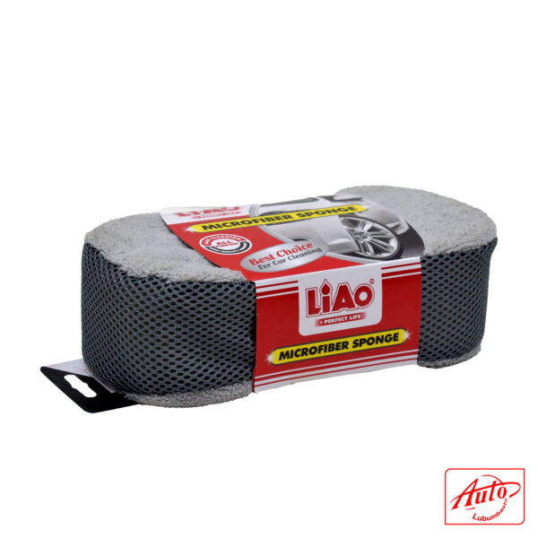 LIAO Microfiber Car Wash Sponge – Oval, Double-Sided, Reusable, Blue – Image 2