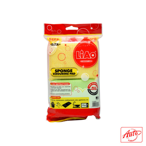 LIAO Sponge Scouring Pad – 4-Piece Pack, 11.5×8.5×1.5cm, Tough Mesh Surface - Image 3