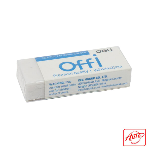 Deli 03010 Eraser OFFI – Retractable, Rectangular, 60 × 24 × 12 mm, Non-Toxic – Image 2