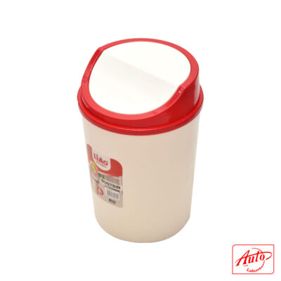 LiAo Round Plastic Dustbin with Swing Lid – 10L, Red, 22 × 22 × 42.5 cm