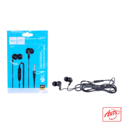 Hoco M124 Wide Universal Wired Earphones with Microphone – 3.5mm AUX Jack, 1.2m Cable, Black
