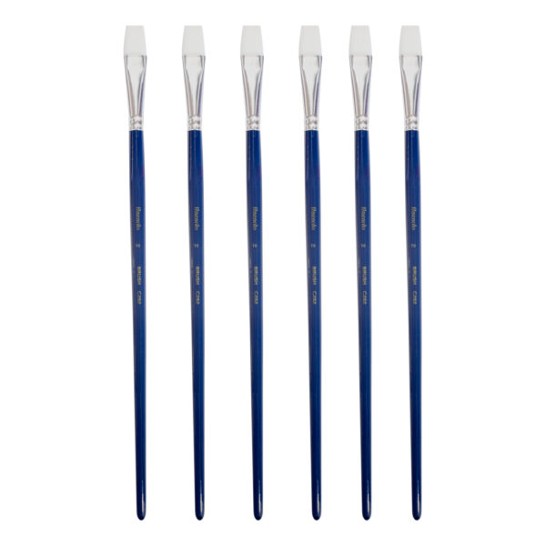 Deli Art Brush Set – Flat Straight White Brushes, Hard Nylon Bristles, Size No.10, 6 pcs in OPP Bag – Image 2