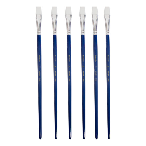 Deli Art Brush Set – Flat Straight White Brushes, Hard Nylon Bristles, Size No.12, 6 pcs in OPP Bag - Image 2