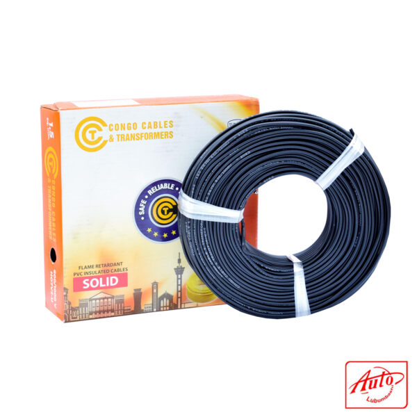 Congo Cables & Transformers – 1.5mm² Solid Copper PVC Unsheathed Wire, Black, 600/1000V, 100m Roll – Image 2