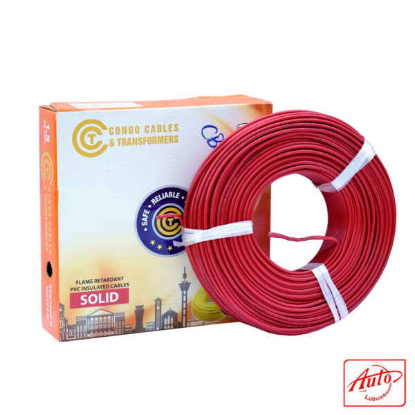 Congo Cables & Transformers – 1.5mm² Solid Copper PVC Unsheathed Wire, Red, 600/1000V, 100m Roll – Image 2