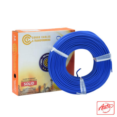 Congo Cables & Transformers – 1.5mm² Solid Copper PVC Unsheathed Wire, Blue, 600/1000V, 100m Roll