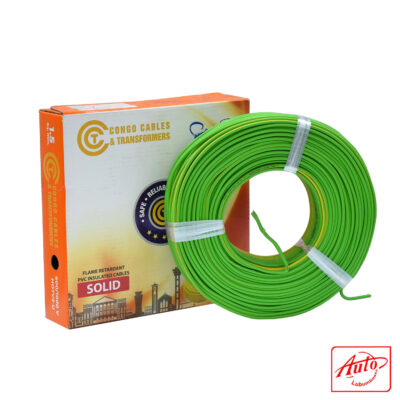 Congo Cables & Transformers – 1.5mm² Solid Copper PVC Unsheathed Wire, Green/Yellow, 600/1000V, 100m Roll