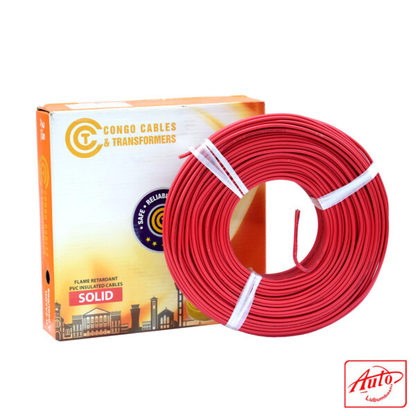 Congo Cables & Transformers – 2.5mm² Solid Copper PVC Unsheathed Wire, Red, 600/1000V, 100m Roll – Image 2