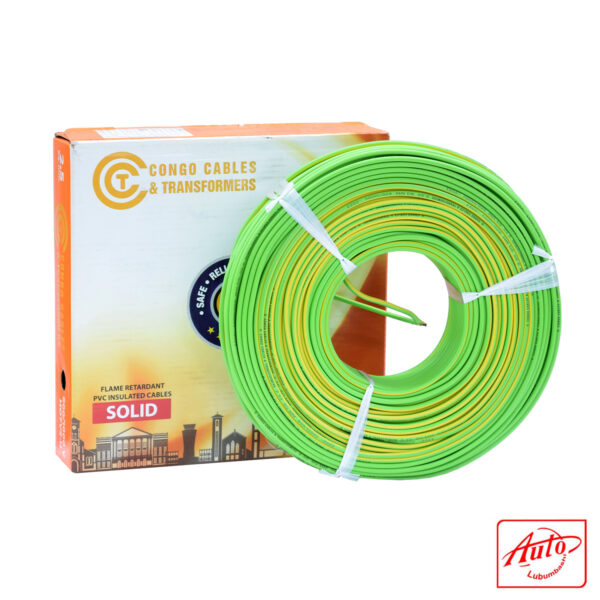 Congo Cables & Transformers – 2.5mm² Solid Copper PVC Unsheathed Wire, Green/Yellow, 600/1000V, 100m Roll – Image 2