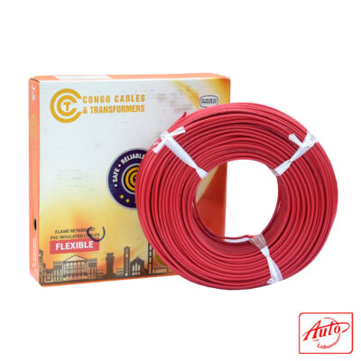 Congo Cables & Transformers – 1.5mm² Flexible Copper PVC Unsheathed Wire, Red, 600/1000V, 100m Roll