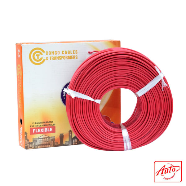 Congo Cables & Transformers – 2.5mm² Flexible Copper PVC Unsheathed Wire, Red, 600/1000V, 100m Roll - Image 2