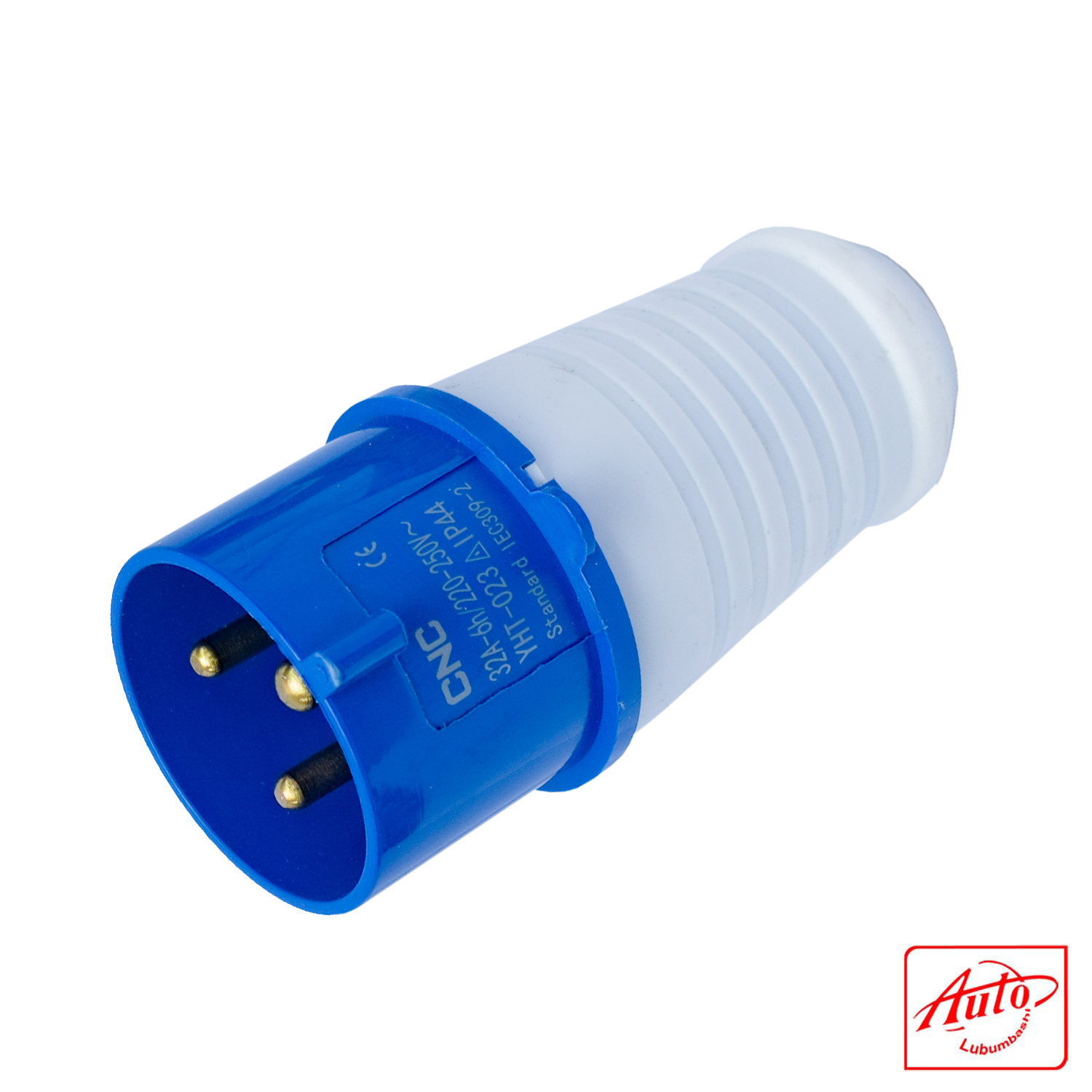 CNC Electric IP44 Splashproof Plug – 32A – 220–250V – 2P+E – Blue - Image 2