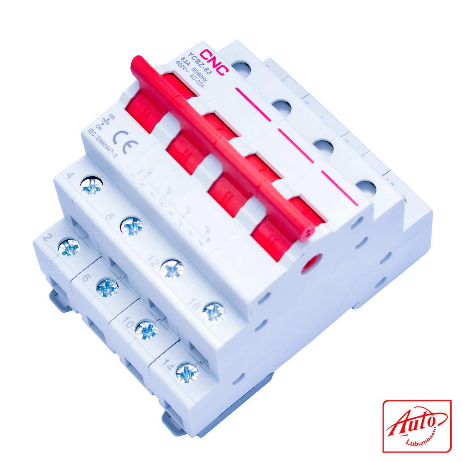 CNC YCBZ-63 4P 63A Changeover Switch – Manual Transfer, 230/400V~, DIN Rail Mounted - Image 2