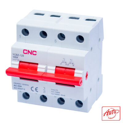 CNC YCBZ-125 2P 100A Changeover Switch – Manual Transfer, DIN Rail Mounted