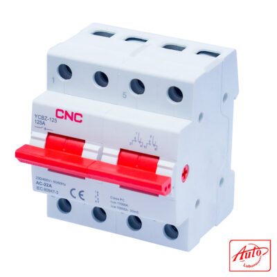 CNC YCBZ-125 2P 125A Changeover Switch – Manual Transfer, DIN Rail Mounted