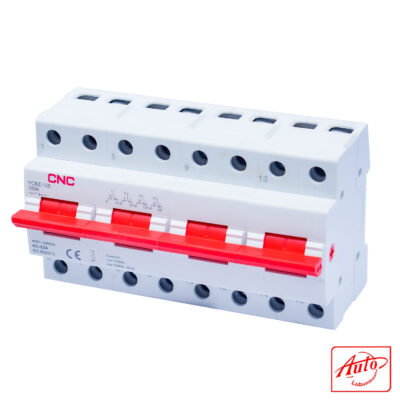 CNC YCBZ-125 4P 100A Changeover Switch – Manual Transfer, 230/400V~, DIN Rail Mounted