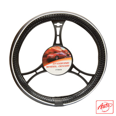 Auto Practic CV308M Universal Steering Wheel Cover – PVC / Artificial Leather, 14.5–15.35 inch