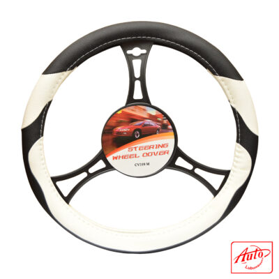 Auto Practic CV310M Steering Wheel Cover – Two-Tone Black & White, 14.5–15 inch
