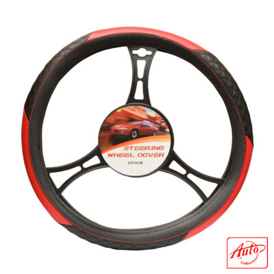 CV316M Steering Wheel Cover – Red & Black PVC Universal Fit