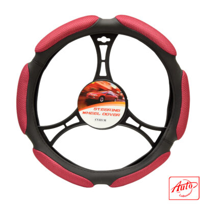CV321M Steering Wheel Cover – Black & Red Ergonomic Grip (Universal Fit)