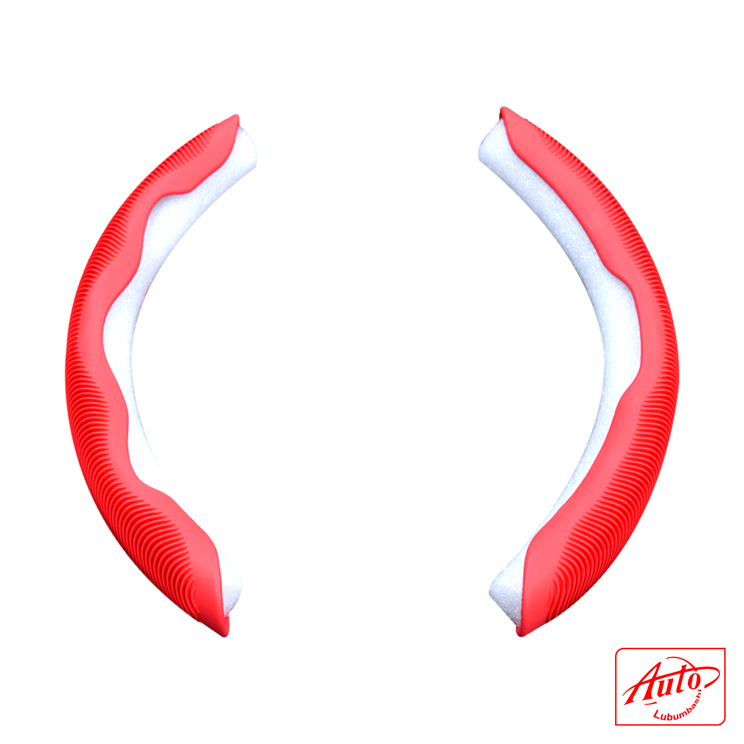 Universal Steering Wheel Cover Segments – Red Ribbed Grip (Set of 2) – Image 2