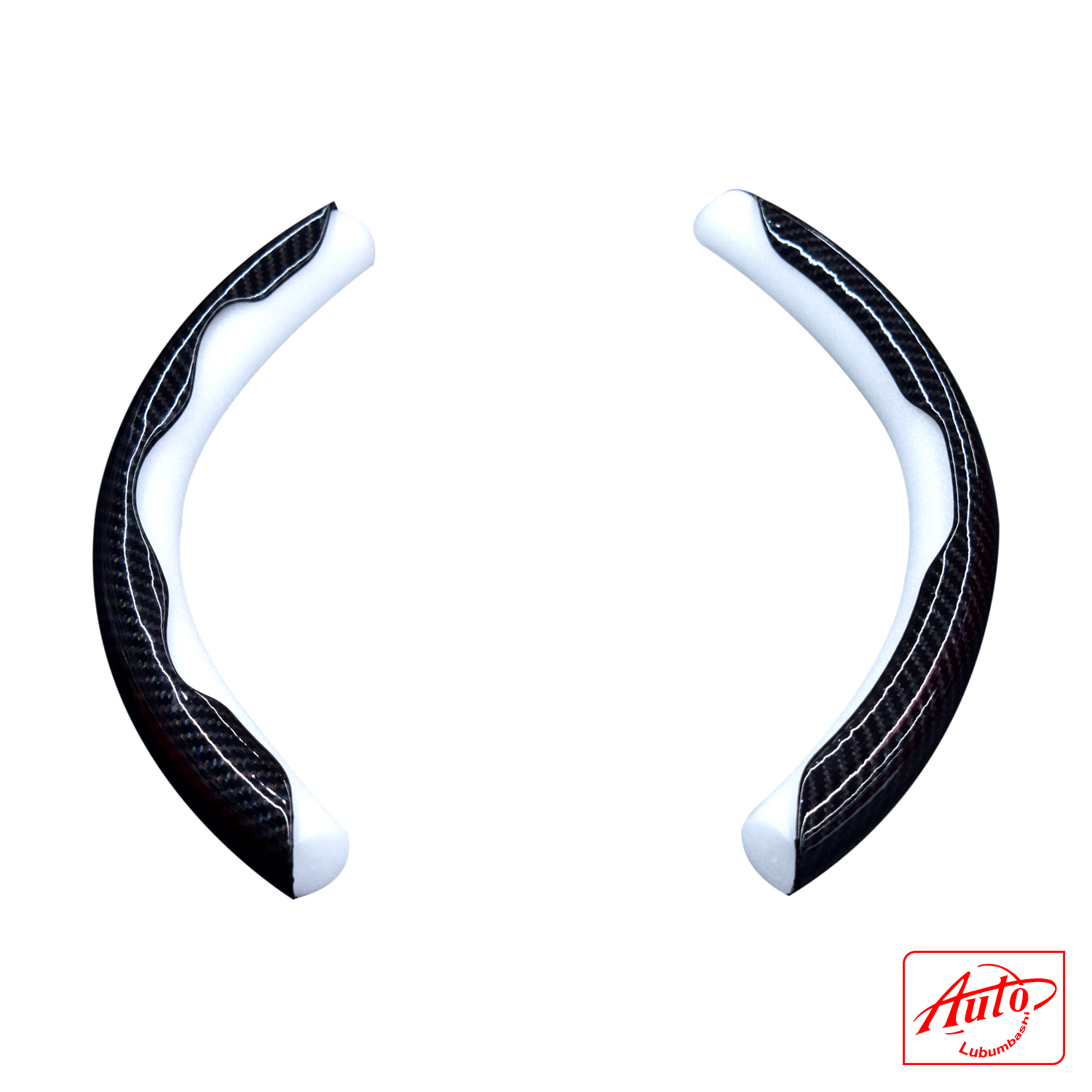 Universal Steering Wheel Cover Segments – Black Carbon Fiber Pattern (Set of 2) – Image 2