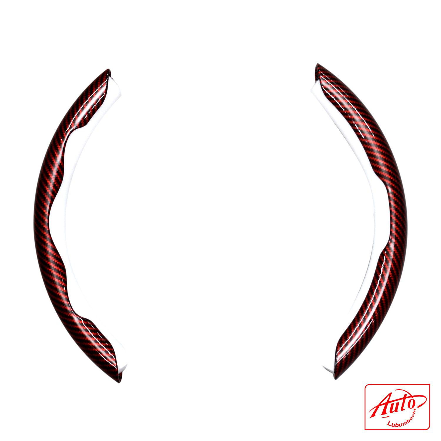 Universal Steering Wheel Cover Segments – Red Carbon Fiber Pattern (Set of 2) – Image 2