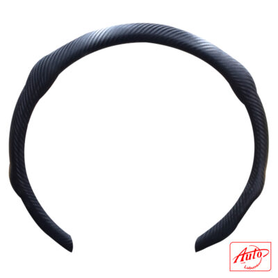 Sport Carbon Fiber Steering Wheel Cover – Half-Wrap Segmented Design (Black, Universal 15 Inch)