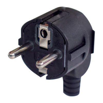 EU Schuko DIY Rewireable Power Plug – 16A – 250V – Type F – 4.8mm Pins – Black