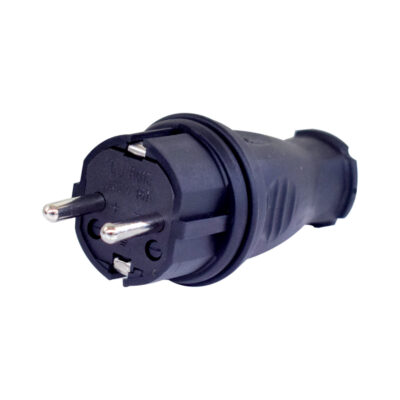 HD-R012 Rubber EU Plug – 16A – 250V – 2-Pin – French Type