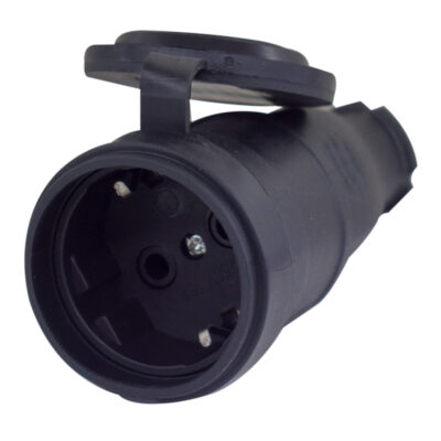 Rubber Schuko Socket & Plug – 16A – 2-Pin – EU Type